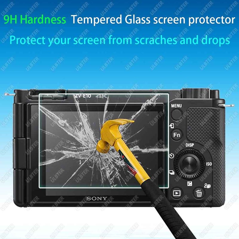 ULBTER Screen Protector for Sony Alpha ZV-E10 ZVE10 ZV-1F ZV1F ZV-1 II ZV-1 ZVI ZV1II [Not for ZV-E10 II]Camera & Hot Shoe Cover ,ULBTER 0.3mm 9H Hardness Tempered Glass Cover Anti-Scrach Anti-Bubble [3+2 Pack] - Image 3